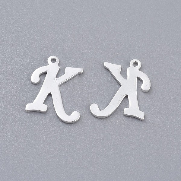 PandaHall 201 Stainless Steel Pendants, Letter, Silver Color Plated, Letter.K, 15x12x1mm, Hole: 1mm 201 Stainless Steel Letter K
PandaHall 201 Stainless Steel Pendants, Letter, Silver Color Plated, Letter.K, 15x12x1mm, Hole: 1mm 201 Stainless Steel Letter K