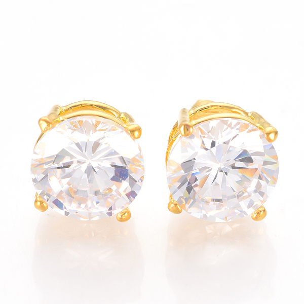 PandaHall Brass Cubic Zirconia Stud Earrings, Nickel Free, Real 18K Gold Plated, 10mm, Pin: 0.8mm Cubic Zirconia Clear
PandaHall Brass Cubic Zirconia Stud Earrings, Nickel Free, Real 18K Gold Plated, 10mm, Pin: 0.8mm Cubic Zirconia Clear
