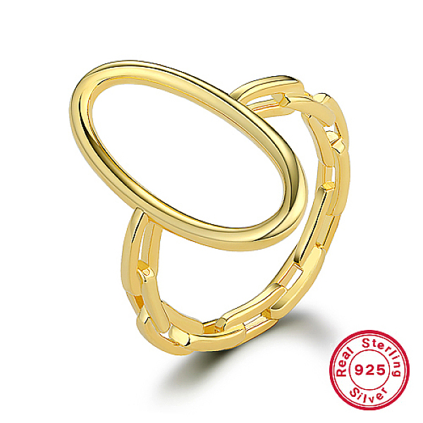 PandaHall 925 Sterling Silver Finger Ring, Hollow Oval, Real 18K Gold Plated, Inner Diameter: 18mm Sterling Silver Oval
PandaHall 925 Sterling Silver Finger Ring, Hollow Oval, Real 18K Gold Plated, Inner Diameter: 18mm Sterling Silver Oval