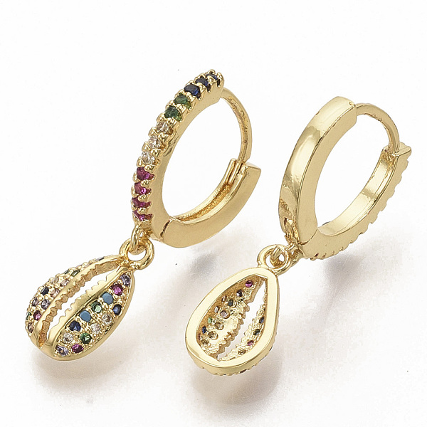 PandaHall Brass Micro Pave Colorful Cubic Zirconia Dangle Hoop Earrings, Cowrie Shell Shape, Real 16K Gold Plated, 26.5mm, Pin: 1x1mm Cubic...
PandaHall Brass Micro Pave Colorful Cubic Zirconia Dangle Hoop Earrings, Cowrie Shell Shape, Real 16K Gold Plated, 26.5mm, Pin: 1x1mm Cubic...