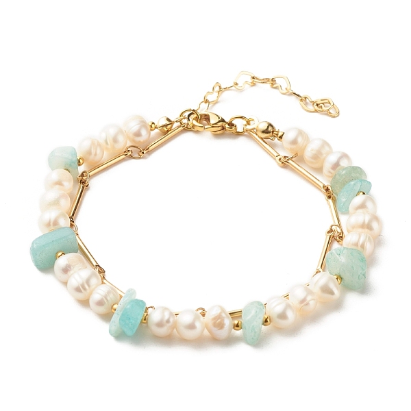 PandaHall Natural Flower Amazonite & Pearl Beads Double Layered Bracelet, Reiki Bracelet with Link Chain, Golden, 7-1/8 inch(18cm) Flower...
PandaHall Natural Flower Amazonite & Pearl Beads Double Layered Bracelet, Reiki Bracelet with Link Chain, Golden, 7-1/8 inch(18cm) Flower...