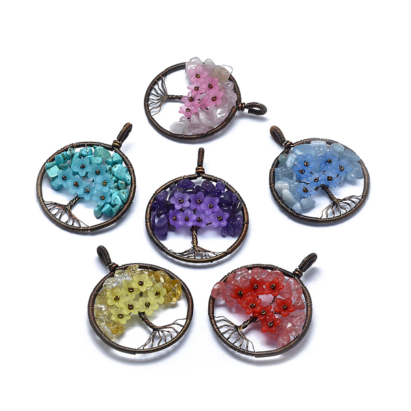 PandaHall Natural & Synthetic Gemstone Pendants, with Acrylic and Brass Findings, Flat Round with Tree of Life, 59x47~47.5x9.5~10mm, Hole...
PandaHall Natural & Synthetic Gemstone Pendants, with Acrylic and Brass Findings, Flat Round with Tree of Life, 59x47~47.5x9.5~10mm, Hole...