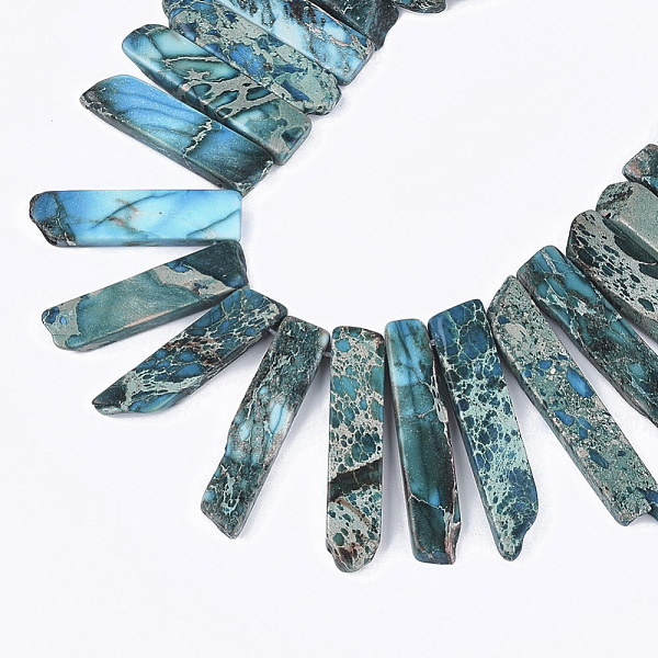 PandaHall Natural Imperial Jasper Beads Strands, Top Drilled Beads, Graduated Rectangle, 20~66x10~13x5~6mm, Hole: 1.2mm, about...
PandaHall Natural Imperial Jasper Beads Strands, Top Drilled Beads, Graduated Rectangle, 20~66x10~13x5~6mm, Hole: 1.2mm, about...