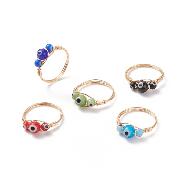 PandaHall Round Lampwork Evil Eye Braided Finger Ring, Light Gold Plated Copper Wire Wrapped Jewelry for Women, Mixed Color, US Size 7 3/4..., Multicolor
PandaHall Round Lampwork Evil Eye Braided Finger Ring, Light Gold Plated Copper Wire Wrapped Jewelry for Women, Mixed Color, US Size 7 3/4..., Multicolor