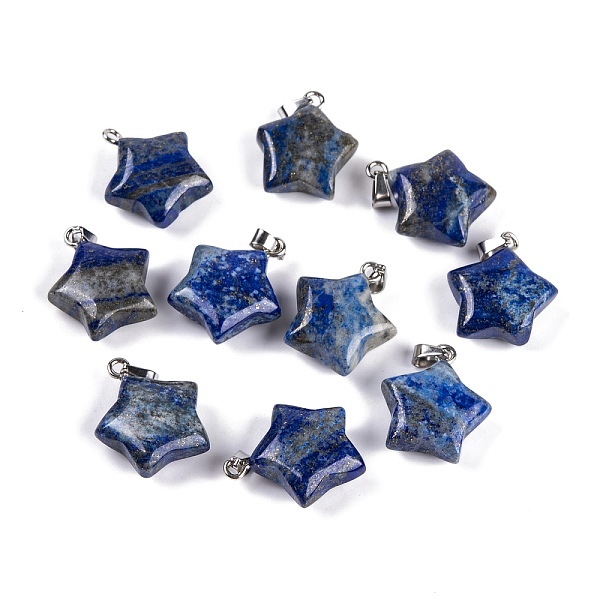 PandaHall Natural Lapis Lazuli Pendants, Star Charm with 201 Stainless Steel Snap on Bails, Stainless Steel Color, 20~21x17~19x7~8mm, Hole...
PandaHall Natural Lapis Lazuli Pendants, Star Charm with 201 Stainless Steel Snap on Bails, Stainless Steel Color, 20~21x17~19x7~8mm, Hole...