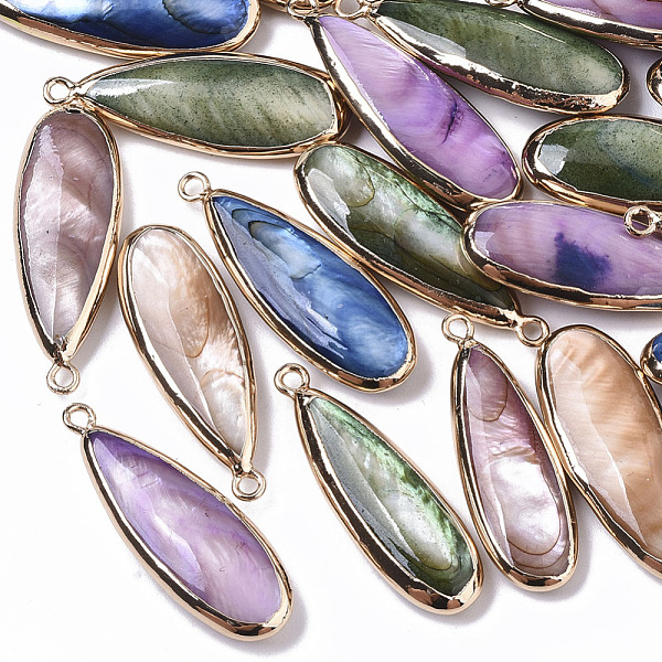 PandaHall Natural Freshwater Shell Pendants, with Iron Loops, Edge Golden Plated, Dyed, Teardrop, Mixed Color, 31~33x10.5~12x5mm, Hole..., Multicolor
PandaHall Natural Freshwater Shell Pendants, with Iron Loops, Edge Golden Plated, Dyed, Teardrop, Mixed Color, 31~33x10.5~12x5mm, Hole..., Multicolor