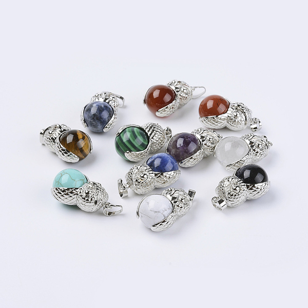PandaHall Natural & Synthetic Mixed Stone Pendants, with Platinum Tone Brass Findings, Owl with Round Ball, 31x18.5x16mm, Hole: 5x8mm Mixed...
PandaHall Natural & Synthetic Mixed Stone Pendants, with Platinum Tone Brass Findings, Owl with Round Ball, 31x18.5x16mm, Hole: 5x8mm Mixed...