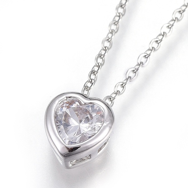 PandaHall 304 Stainless Steel Pendant Necklaces, with Brass Cubic Zirconia Pendant, Heart, Clear, Stainless Steel Color, 17.6 inch(45cm)...
PandaHall 304 Stainless Steel Pendant Necklaces, with Brass Cubic Zirconia Pendant, Heart, Clear, Stainless Steel Color, 17.6 inch(45cm)...