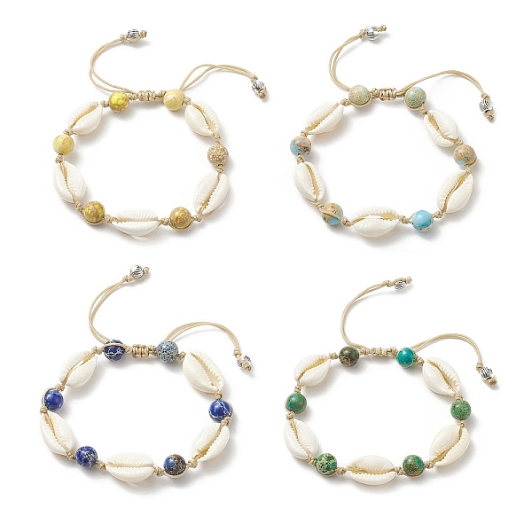 PandaHall 4Pcs 4 Color Dyed Natural Imperial Jasper & Cowrie Shell Braided Bead Bracelets Set for Women, Mixed Color, Inner Diameter..., Multicolor
PandaHall 4Pcs 4 Color Dyed Natural Imperial Jasper & Cowrie Shell Braided Bead Bracelets Set for Women, Mixed Color, Inner Diameter..., Multicolor