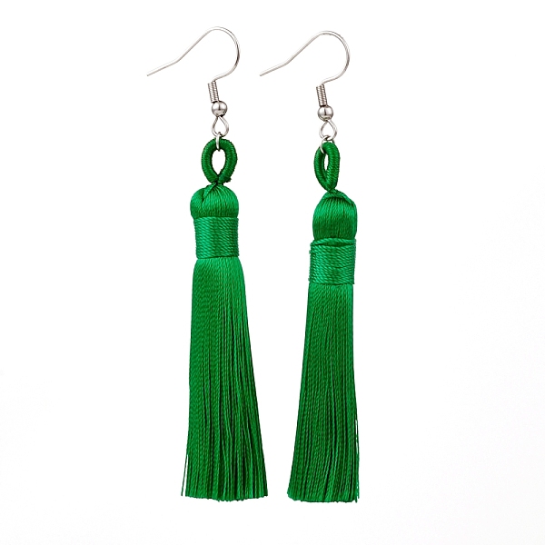 PandaHall Polyester Tassel Earrings, with 304 Stainless Steel Earring Hooks, Stainless Steel Color, Green, 82mm, Pin: 0.6mm Polyester Green
PandaHall Polyester Tassel Earrings, with 304 Stainless Steel Earring Hooks, Stainless Steel Color, Green, 82mm, Pin: 0.6mm Polyester Green