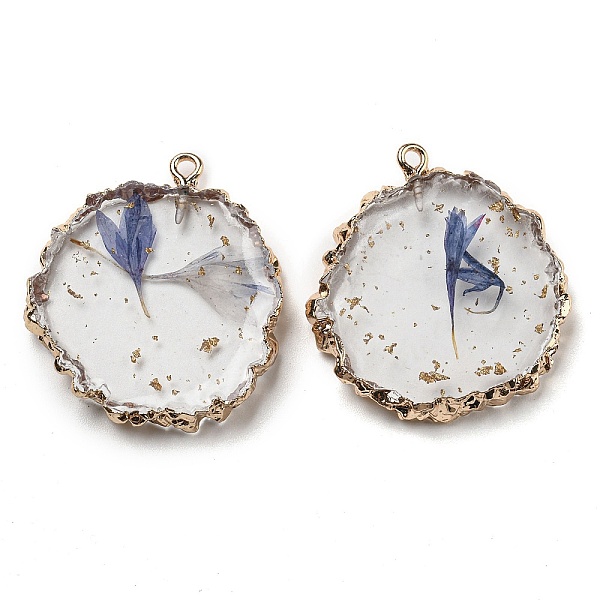 PandaHall Gold Foil Inner Dried Flower Resin Pendants, Flat Round Charms with Light Gold Plated Brass Edge and Iron Loops, Steel Blue...
PandaHall Gold Foil Inner Dried Flower Resin Pendants, Flat Round Charms with Light Gold Plated Brass Edge and Iron Loops, Steel Blue...