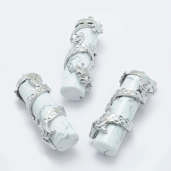 PandaHall Natural Howlite Pendants, with Brass Findings, Column with Dragon, Platinum, 40.5~41.5x14x15mm, Hole: 3.5x5mm Howlite Column
PandaHall Natural Howlite Pendants, with Brass Findings, Column with Dragon, Platinum, 40.5~41.5x14x15mm, Hole: 3.5x5mm Howlite Column