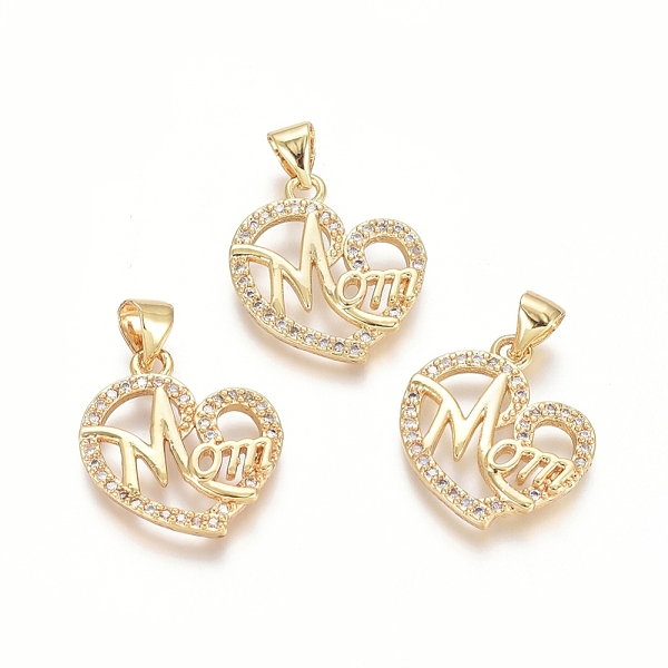PandaHall Brass Micro Pave Clear Cubic Zirconia Pendants, Heart with Word MOM, For Mother's Day, Golden, 20x19x2.5mm, Hole: 3.5x4.5mm...
PandaHall Brass Micro Pave Clear Cubic Zirconia Pendants, Heart with Word MOM, For Mother's Day, Golden, 20x19x2.5mm, Hole: 3.5x4.5mm...