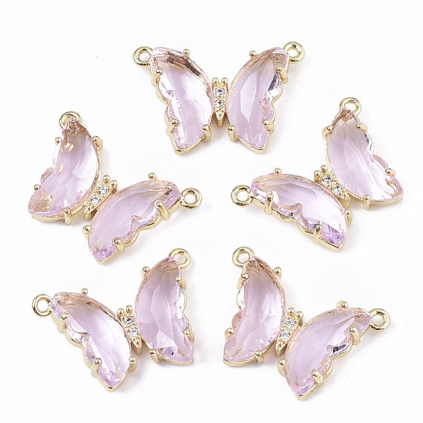 PandaHall Glass Pendants, with Micro Pave Cubic Zirconia and Brass Open Back Settings, Faceted, Butterfly, Golden, Pearl Pink...
PandaHall Glass Pendants, with Micro Pave Cubic Zirconia and Brass Open Back Settings, Faceted, Butterfly, Golden, Pearl Pink...