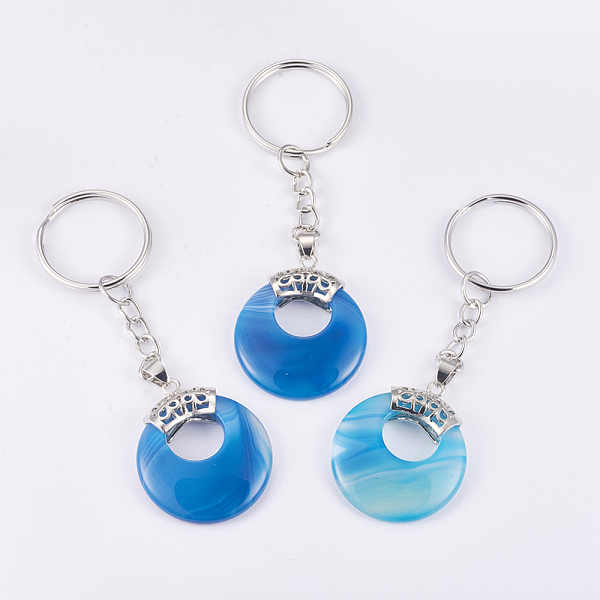 PandaHall Natural Agate Keychain, with Platinum Plated Iron Key Rings and Brass Findings, Dyed, Flat Round, 84mm Natural Agate Flat Round
PandaHall Natural Agate Keychain, with Platinum Plated Iron Key Rings and Brass Findings, Dyed, Flat Round, 84mm Natural Agate Flat Round