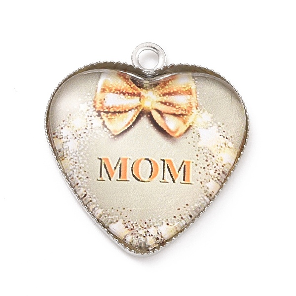 PandaHall Mother's Day Alloy Pendants, with Glass, Platinum, Heart Charm with Word Mom, Light Grey, 23x20.5x4mm, Hole: 2mm Alloy Heart
PandaHall Mother's Day Alloy Pendants, with Glass, Platinum, Heart Charm with Word Mom, Light Grey, 23x20.5x4mm, Hole: 2mm Alloy Heart