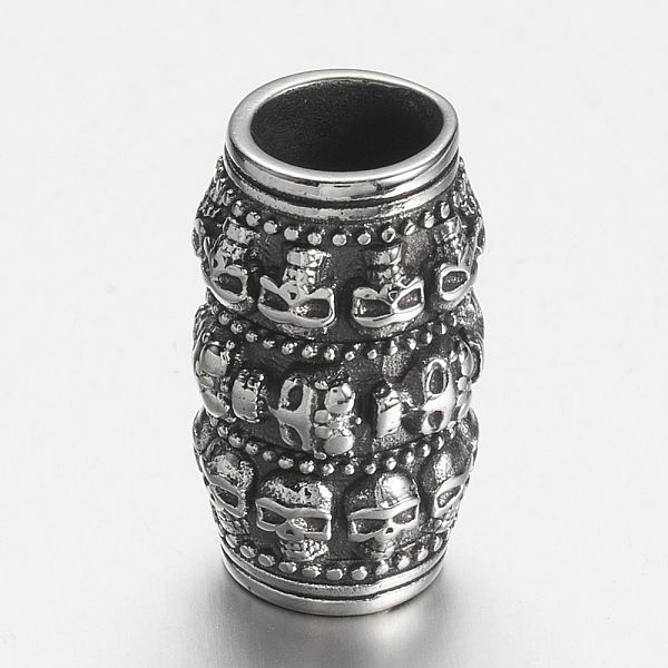 PandaHall 304 Stainless Steel Beads, Large Hole Beads, Column with Skull, Antique Silver, 24x14mm, Hole: 8.5mm 304 Stainless Steel Column
PandaHall 304 Stainless Steel Beads, Large Hole Beads, Column with Skull, Antique Silver, 24x14mm, Hole: 8.5mm 304 Stainless Steel Column