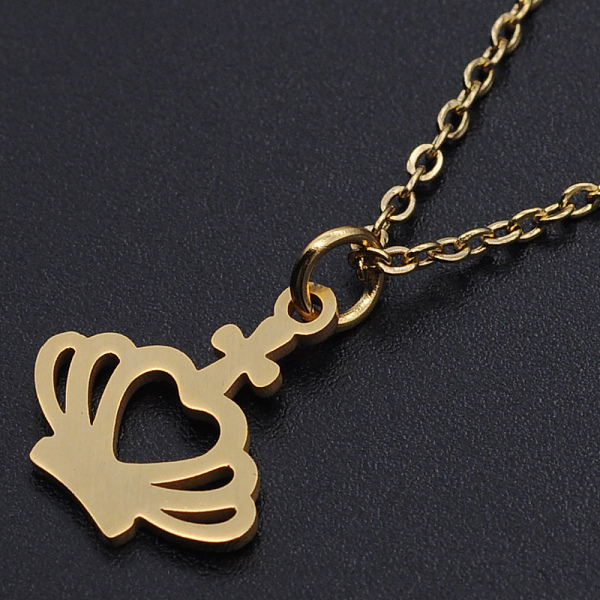 PandaHall 201 Stainless Steel Pendant Necklaces, with Cable Chains and Lobster Claw Clasps, Crown, Golden, 15.74 inch(40cm), 1.5mm 201...
PandaHall 201 Stainless Steel Pendant Necklaces, with Cable Chains and Lobster Claw Clasps, Crown, Golden, 15.74 inch(40cm), 1.5mm 201...