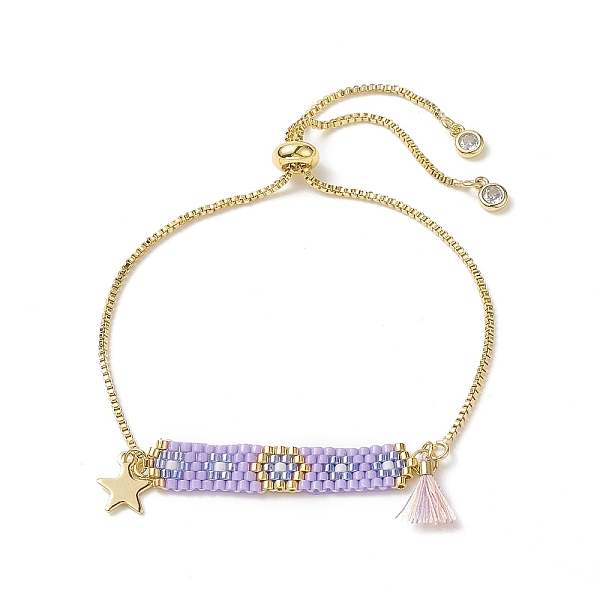 PandaHall Handmade Japanese Seed Rectangle & Star & Tassel Charms Slider Bracelet, Golden 304 Stainless Steel Jewelry for Women, Lilac..., Purple
PandaHall Handmade Japanese Seed Rectangle & Star & Tassel Charms Slider Bracelet, Golden 304 Stainless Steel Jewelry for Women, Lilac..., Purple