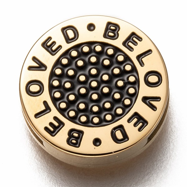 PandaHall 304 Stainless Steel Slide Charms, Enamel Style, Flat Round with Word Beloved, Black, Golden, 12x3.5mm, Hole: 8x1.5mm 304 Stainless...
PandaHall 304 Stainless Steel Slide Charms, Enamel Style, Flat Round with Word Beloved, Black, Golden, 12x3.5mm, Hole: 8x1.5mm 304 Stainless...