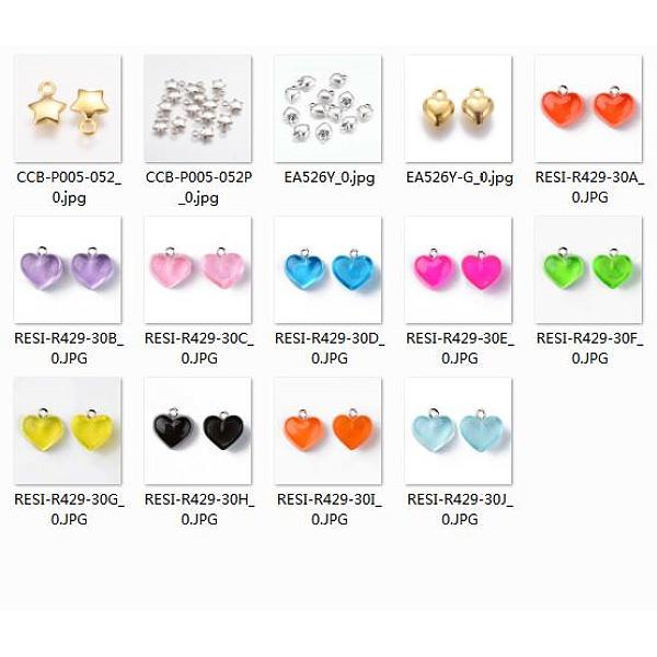 PandaHall DIY Pendants Sets, with Resin Heart Pendants and Alloy Heart Charms, CCB Plastic Star Charms, Mixed Color, 11.5~16.5x9~17x3~9.5mm..., Multicolor
PandaHall DIY Pendants Sets, with Resin Heart Pendants and Alloy Heart Charms, CCB Plastic Star Charms, Mixed Color, 11.5~16.5x9~17x3~9.5mm..., Multicolor