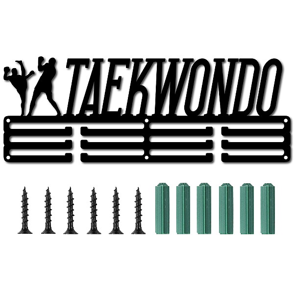 PandaHall TAEKWONDO Fashion Iron Medal Hanger Holder Display Wall Rack, with Screws, Electrophoresis Black, 147x400mm Iron Word
PandaHall TAEKWONDO Fashion Iron Medal Hanger Holder Display Wall Rack, with Screws, Electrophoresis Black, 147x400mm Iron Word