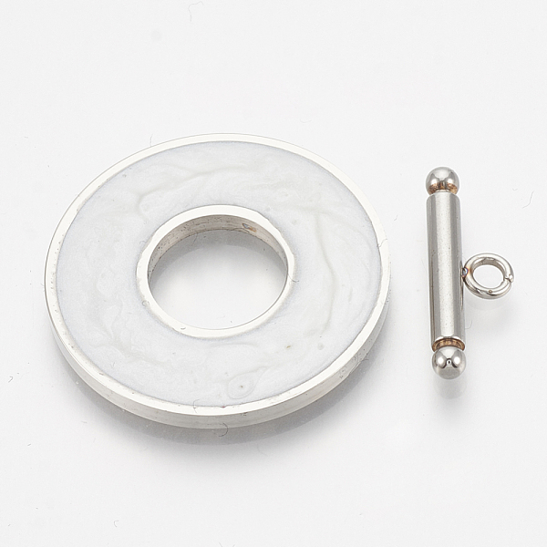 PandaHall 304 Stainless Steel Toggle Clasps, with Enamel, Ring, WhiteSmoke, Ring: 29.5x2mm, Inner Diameter: 12mm, Bar: 21x7x3mm, Hole: 2mm..., White
PandaHall 304 Stainless Steel Toggle Clasps, with Enamel, Ring, WhiteSmoke, Ring: 29.5x2mm, Inner Diameter: 12mm, Bar: 21x7x3mm, Hole: 2mm..., White