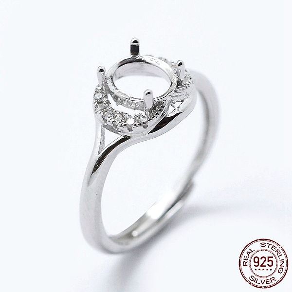 PandaHall Rhodium Plated 925 Sterling Silver Finger Ring Components, with Cubic Zirconia, Adjustable, Oval, Platinum, Size 8 (18mm), 2mm..., Clear
PandaHall Rhodium Plated 925 Sterling Silver Finger Ring Components, with Cubic Zirconia, Adjustable, Oval, Platinum, Size 8 (18mm), 2mm..., Clear