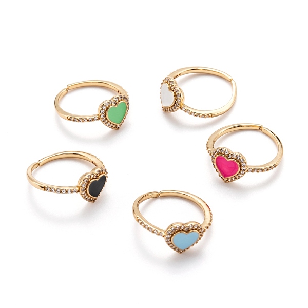 PandaHall Brass Micro Pave Clear Cubic Zirconia Cuff Rings, Open Rings, with Enamel, Nickel Free, Heart, Golden, Mixed Color, US Size 5..., Multicolor
PandaHall Brass Micro Pave Clear Cubic Zirconia Cuff Rings, Open Rings, with Enamel, Nickel Free, Heart, Golden, Mixed Color, US Size 5..., Multicolor