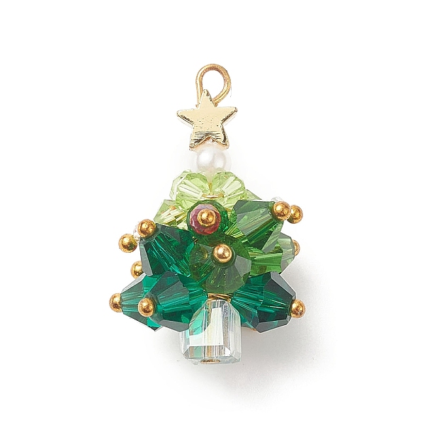 PandaHall Christmas Tree Glass Pendants, with Real 18K Gold Plated Brass Beads and Findings, Colorful, 29.5x19x19mm, Hole: 2.2mm Brass+Glass..., Green
PandaHall Christmas Tree Glass Pendants, with Real 18K Gold Plated Brass Beads and Findings, Colorful, 29.5x19x19mm, Hole: 2.2mm Brass+Glass..., Green