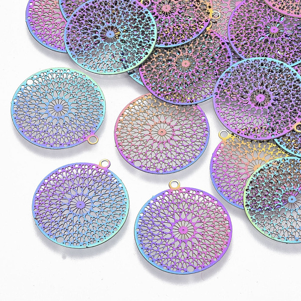 PandaHall Ion Plating(IP) 201 Stainless Steel Filigree Pendants, Etched Metal Embellishments, Kaleidoscope, Rainbow Color, 22x20x0.3mm, Hole...
PandaHall Ion Plating(IP) 201 Stainless Steel Filigree Pendants, Etched Metal Embellishments, Kaleidoscope, Rainbow Color, 22x20x0.3mm, Hole...