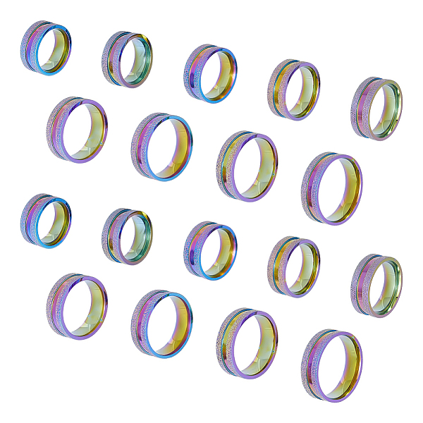 PandaHall Unicraftale 18Pcs 9 Size 201 Stainless Steel Grooved Finger Rings Set for Men Women, Rainbow Color, Inner Diameter: 16~22.2mm...
PandaHall Unicraftale 18Pcs 9 Size 201 Stainless Steel Grooved Finger Rings Set for Men Women, Rainbow Color, Inner Diameter: 16~22.2mm...