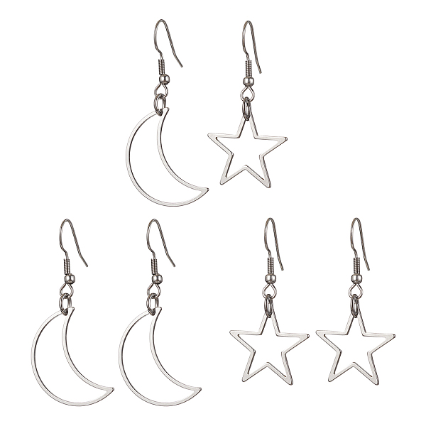 PandaHall 3 Pairs 3 Style Alloy Dangle Earrings Set, Asymmetrical Earrings, Hollow Star & Moon, Antique Silver, 49x18mm, 1 Pair/style Alloy...
PandaHall 3 Pairs 3 Style Alloy Dangle Earrings Set, Asymmetrical Earrings, Hollow Star & Moon, Antique Silver, 49x18mm, 1 Pair/style Alloy...