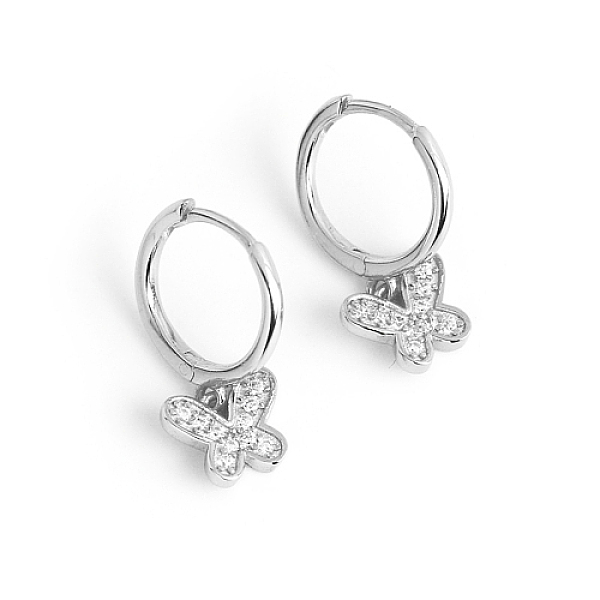 PandaHall Rhodium Plated 925 Sterling Silver Hoop Earrings, with Cubic Zirconia, Platinum, 18x7x9mm Sterling Silver Butterfly
PandaHall Rhodium Plated 925 Sterling Silver Hoop Earrings, with Cubic Zirconia, Platinum, 18x7x9mm Sterling Silver Butterfly