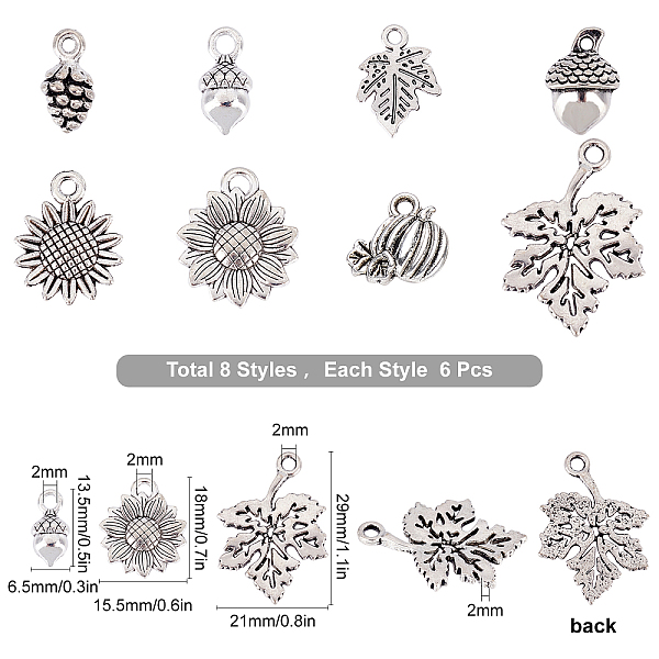 PandaHall SUNNYCLUE 1 Box 48pcs 8 Styles Thanksgiving Silver Pinecone Charms Christmas Pinecone Pendants Vintage Alloy Autumn Maple Leaf...
PandaHall SUNNYCLUE 1 Box 48pcs 8 Styles Thanksgiving Silver Pinecone Charms Christmas Pinecone Pendants Vintage Alloy Autumn Maple Leaf...