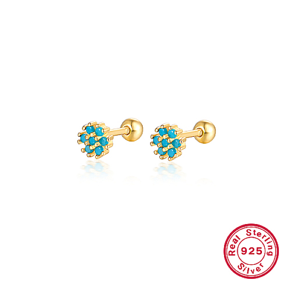 PandaHall Real 18K Gold Plated 925 Sterling Silver Flower Stud Earrings, with Cubic Zirconia, Deep Sky Blue, 5mm Sterling Silver Flower
PandaHall Real 18K Gold Plated 925 Sterling Silver Flower Stud Earrings, with Cubic Zirconia, Deep Sky Blue, 5mm Sterling Silver Flower