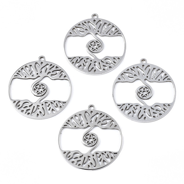 PandaHall 201 Stainless Steel Pendants, Flat Round with Star & Tree, Stainless Steel Color, 32x30x2mm, Hole: 1.8mm 201 Stainless Steel Flat...
PandaHall 201 Stainless Steel Pendants, Flat Round with Star & Tree, Stainless Steel Color, 32x30x2mm, Hole: 1.8mm 201 Stainless Steel Flat...