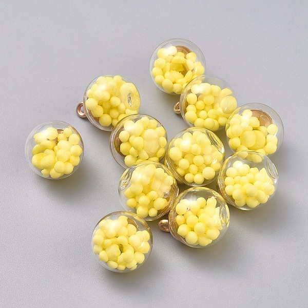 PandaHall Transparent Glass Globe Pendant, with Glass Beads inside and CCB Plastic Pendant Bails, Round, Golden, Yellow, 21x16mm, Hole: 2mm...
PandaHall Transparent Glass Globe Pendant, with Glass Beads inside and CCB Plastic Pendant Bails, Round, Golden, Yellow, 21x16mm, Hole: 2mm...
