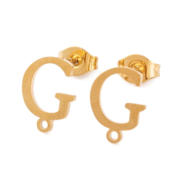 PandaHall Ion Plating(IP) 304 Stainless Steel Stud Earrings, for Women, Letter G, 11.5x9mm, Hole: 1mm, Pin: 0.7mm 304 Stainless Steel Letter...
PandaHall Ion Plating(IP) 304 Stainless Steel Stud Earrings, for Women, Letter G, 11.5x9mm, Hole: 1mm, Pin: 0.7mm 304 Stainless Steel Letter...