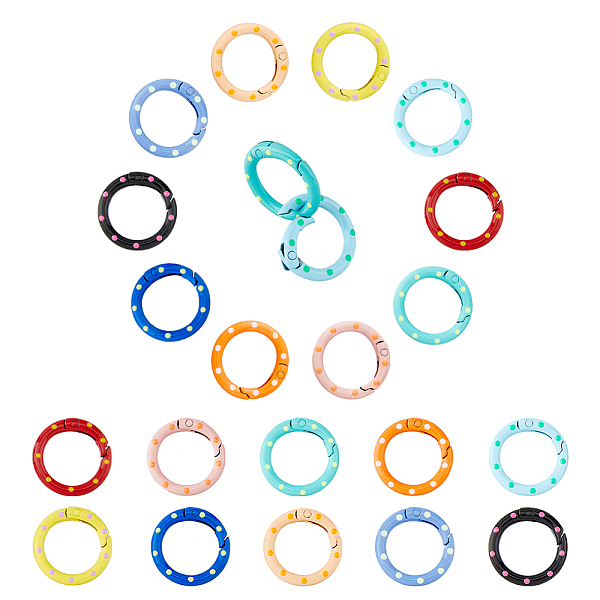 PandaHall HOBBIESAY 20Pcs 10 Colors Zinc Alloy Spring Gate Rings, Round Ring with Polka Dot, Mixed Color, 24.5x3.5~5mm, 2pcs/color Alloy..., Multicolor
PandaHall HOBBIESAY 20Pcs 10 Colors Zinc Alloy Spring Gate Rings, Round Ring with Polka Dot, Mixed Color, 24.5x3.5~5mm, 2pcs/color Alloy..., Multicolor
