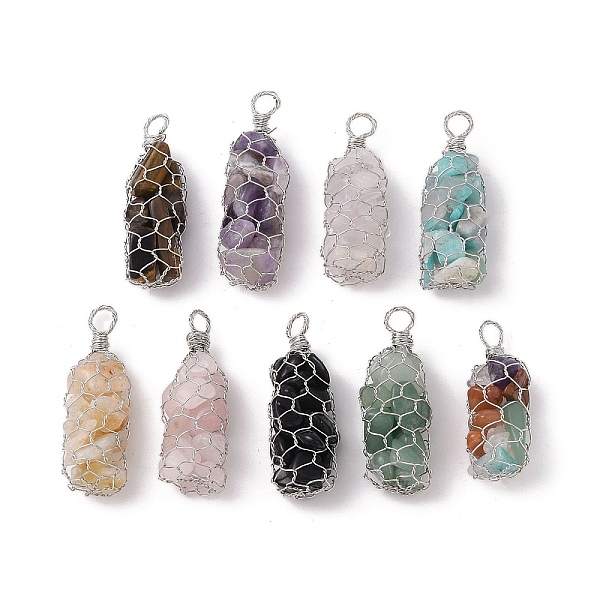 PandaHall Rack Plating Copper Wire Wrapped Natural Mixed Stone Chip Big Pendants, Macrame Gems Charms, Cadmium Free & Lead Free, Platinum...
PandaHall Rack Plating Copper Wire Wrapped Natural Mixed Stone Chip Big Pendants, Macrame Gems Charms, Cadmium Free & Lead Free, Platinum...