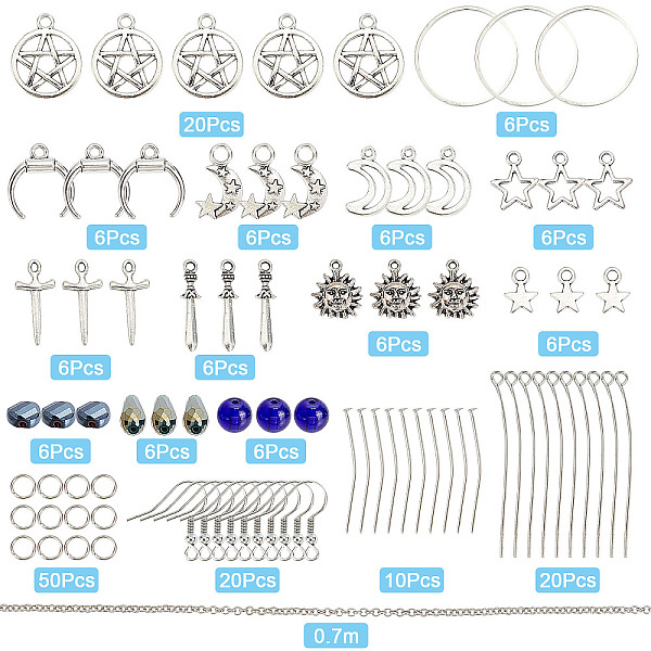 PandaHall SUNNYCLUE DIY Dangle Earring Making Kits, 68Pcs Star & Moon & Sun & Sword Alloy Pendants, 18Pcs Teardrop & Geometry Glass Beads..., Multicolor
PandaHall SUNNYCLUE DIY Dangle Earring Making Kits, 68Pcs Star & Moon & Sun & Sword Alloy Pendants, 18Pcs Teardrop & Geometry Glass Beads..., Multicolor