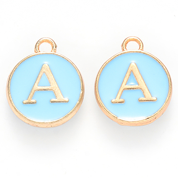 PandaHall Golden Plated Alloy Enamel Charms, Cadmium Free & Lead Free, Enamelled Sequins, Flat Round with Letter, Sky Blue, Letter.A...
PandaHall Golden Plated Alloy Enamel Charms, Cadmium Free & Lead Free, Enamelled Sequins, Flat Round with Letter, Sky Blue, Letter.A...