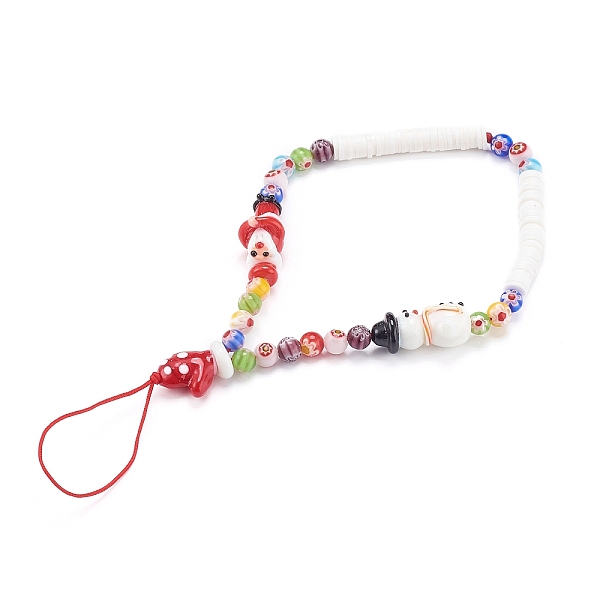PandaHall Handmade Lampwork Beaded Mobile Straps for Christmas, Millefiori Glass, with Polymer Clay Heishi Beads, Father Christmas, Snowman..., Red
PandaHall Handmade Lampwork Beaded Mobile Straps for Christmas, Millefiori Glass, with Polymer Clay Heishi Beads, Father Christmas, Snowman..., Red