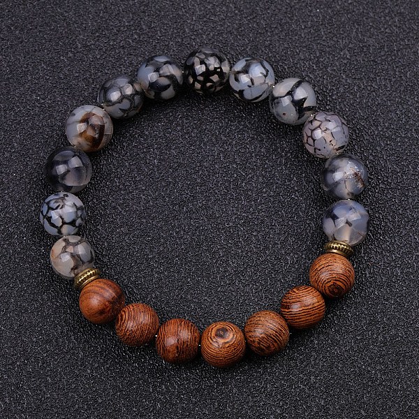 PandaHall Dyed Natural Crackle Agate & Wood Round Beaded Stretch Bracelets, Black, 7-1/2~7-5/8 inch(19~19.5cm) Crackle Agate Round Black
PandaHall Dyed Natural Crackle Agate & Wood Round Beaded Stretch Bracelets, Black, 7-1/2~7-5/8 inch(19~19.5cm) Crackle Agate Round Black