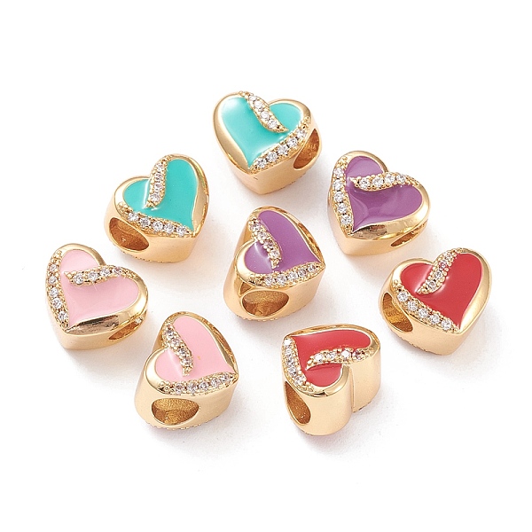 PandaHall Brass Enamel European Beads, Large Hole Beads, Long-lasting Plated, with Micro Pave Clear Cubic Zirconia, Heart, Real 18K Gold..., Multicolor
PandaHall Brass Enamel European Beads, Large Hole Beads, Long-lasting Plated, with Micro Pave Clear Cubic Zirconia, Heart, Real 18K Gold..., Multicolor