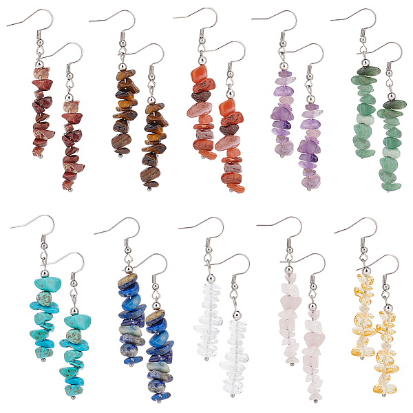 PandaHall ANATTASOUL 10 Pairs 10 Style Natural & Synthetic Mixed Gemstone Chips Beaded Dangle Earrings for Women, 59~61mm, Pin: 0.7mm, 1...
PandaHall ANATTASOUL 10 Pairs 10 Style Natural & Synthetic Mixed Gemstone Chips Beaded Dangle Earrings for Women, 59~61mm, Pin: 0.7mm, 1...