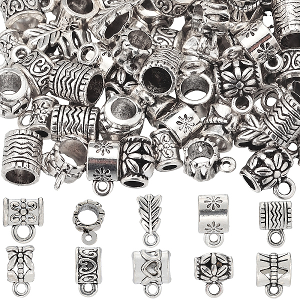 PandaHall SUNNYCLUE 100Pcs 10 Style Tibetan Style Alloy Tube Bails, Loop Bails, Flower & Heart & Leaf & Butterfly & Column, Antique Silver...
PandaHall SUNNYCLUE 100Pcs 10 Style Tibetan Style Alloy Tube Bails, Loop Bails, Flower & Heart & Leaf & Butterfly & Column, Antique Silver...