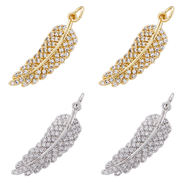 PandaHall DICOSMETIC 4Pcs 2 Colors Brass Micro Pave Clear Cubic Zirconia Pendants, with Jump Ring, Feather Charm, Platinum & Golden...
PandaHall DICOSMETIC 4Pcs 2 Colors Brass Micro Pave Clear Cubic Zirconia Pendants, with Jump Ring, Feather Charm, Platinum & Golden...