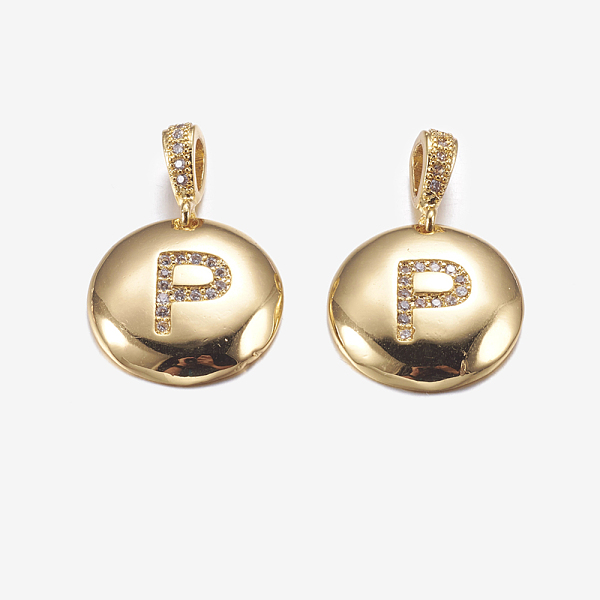 PandaHall Brass Pendants, with Cubic Zirconia, Cadmium Free & Lead Free, Flat Round with Letter, Golden, Letter.P, 22mm, Hole: 2x3mm...
PandaHall Brass Pendants, with Cubic Zirconia, Cadmium Free & Lead Free, Flat Round with Letter, Golden, Letter.P, 22mm, Hole: 2x3mm...